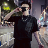 T37-特P48拼接条纹T恤男夏季短袖2023潮流男装休闲个性ins潮牌3，男装T恤，电商A257