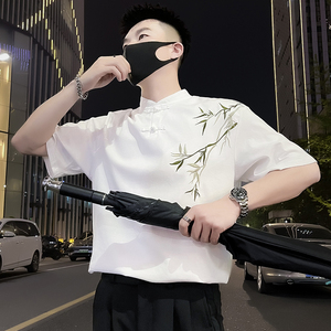 X48-P58   风刺绣T恤男重磅短袖2024新款夏季男装潮牌痞帅2图片