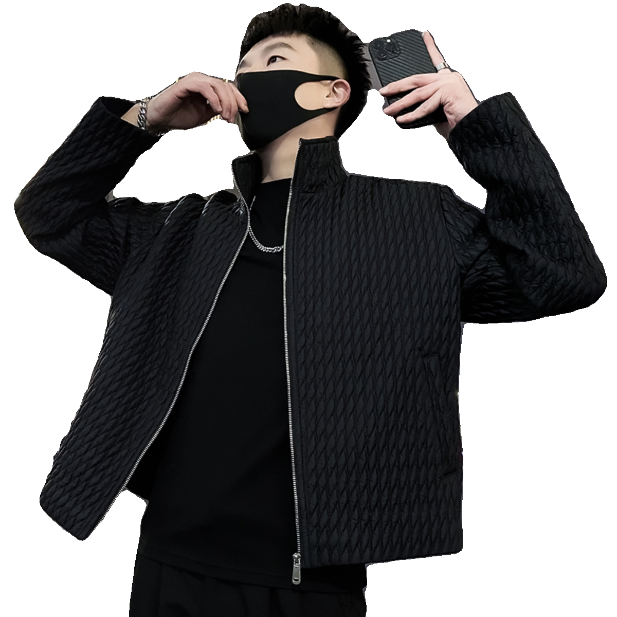 K03-P105高端褶皱外套男立领春秋季男装上衣2024新款潮牌痞帅1,男装夹克,电商A257