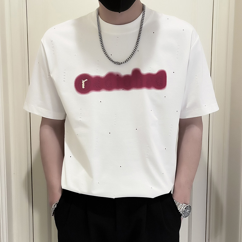 X30-P58设计感T恤男短袖潮牌夏季薄款衣服2024新款男装上衣夏装2,男装T恤,电商A257