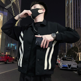 K07-P128男士潮牌条纹外套韩版潮流春秋季男装2024新款上衣夹克，男装夹克，电商A257