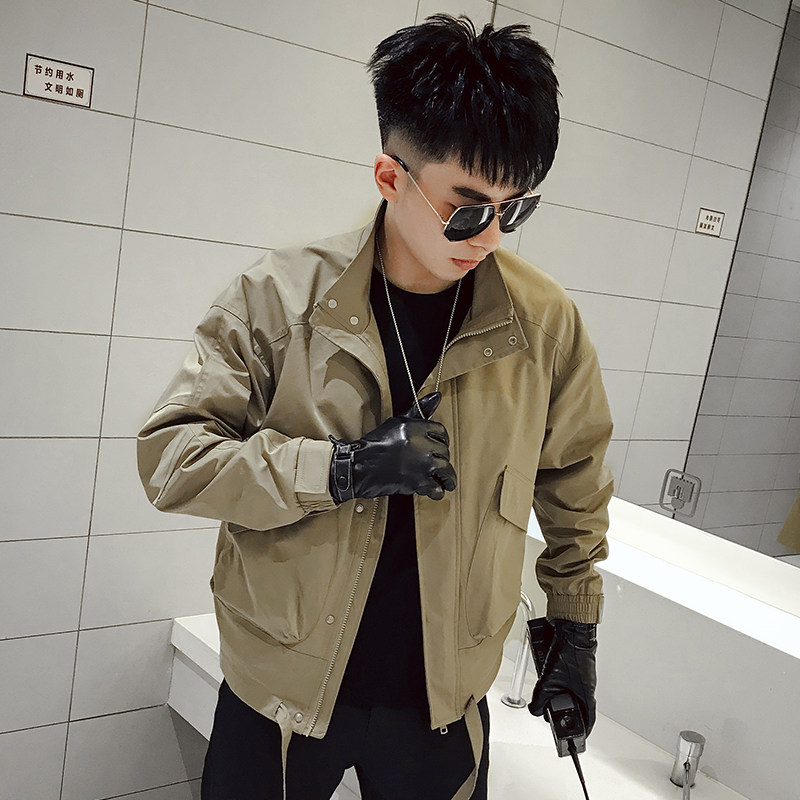 J51-P88 秋季男士夹克外套潮牌ins机车工装宽松休闲纯色外套1图片