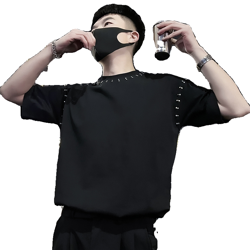 X23-P58高级感铆T恤男短袖美式潮牌男装上衣2024新款潮流半袖3,男装T恤,电商A257