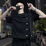 X47-P58金属装饰T恤男重磅短袖ins潮牌男装上衣2024新款休闲，男装T恤，电商A257
