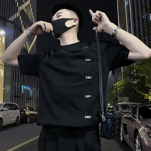X47-P58 金属装饰T恤男重磅短袖ins潮牌男装上衣2024新款休闲图片