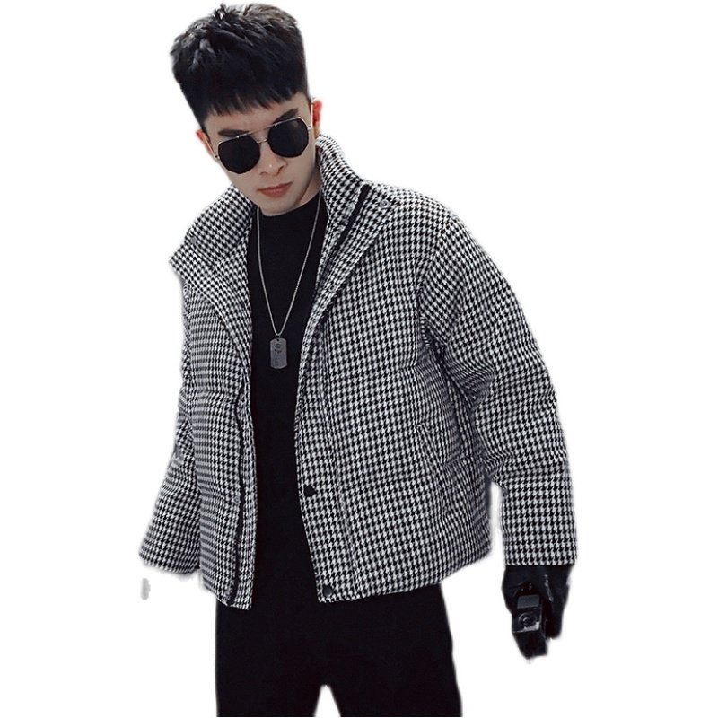 MY06-P138冬季男立领外套2022新款男装千鸟格潮牌衣外套1,男装棉衣,电商A257