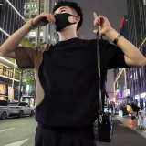 X35-P58潮牌设计感拼接T恤短袖2024新款男装上衣痞帅夏季潮流，男装T恤，电商A257