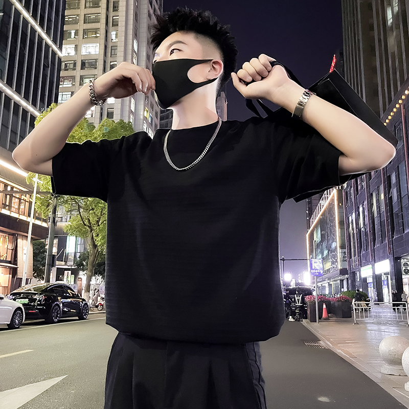 X60-P48夏季重磅短袖T恤ins潮牌半袖2024新款夏季男装上衣3，男装T恤，电商A257