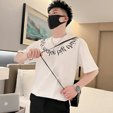 T46-P48夏季T恤男潮牌半袖印花男装重磅2023新款夏装痞帅短袖1，男装T恤，电商A257