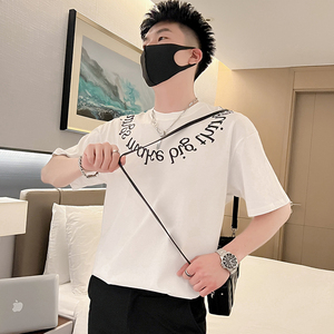 T46-P48 夏季T恤男潮牌半袖印花男装重磅2023新款夏装痞帅短袖1图片