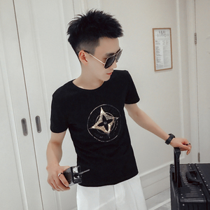 T29-P45 2021夏季新款潮流短袖男时尚休闲半袖反光体恤5图片