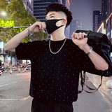 T72-P58男士短袖T恤夏季潮牌圆领高级感半袖上衣痞帅潮牌五分袖1，男装T恤，电商A257