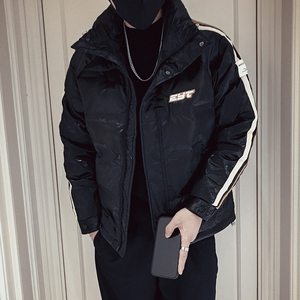 MY33-P158 冬季拼色短款衣外套男潮牌宽松袄2022新款男装痞图片
