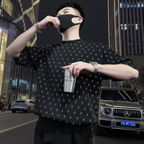 X37-P58夏季满印花T恤男短袖潮牌小众男装衣服2024新款潮流痞帅1，男装T恤，电商A257