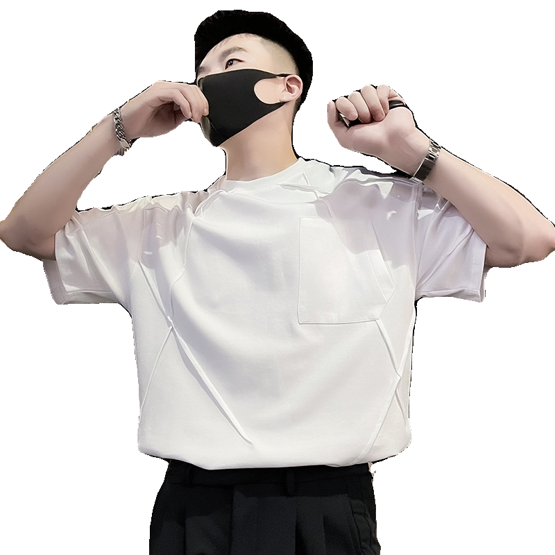 X50-P58设计感短袖T恤男重磅ins潮牌半袖2024新款夏季男装,男装T恤,电商A257