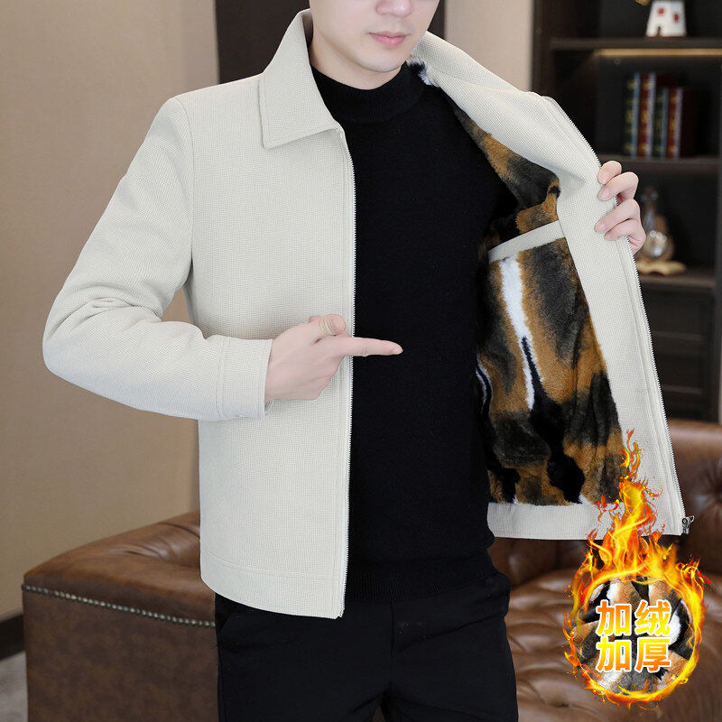 冬季加绒加厚金貂绒男士行政夹克夹克