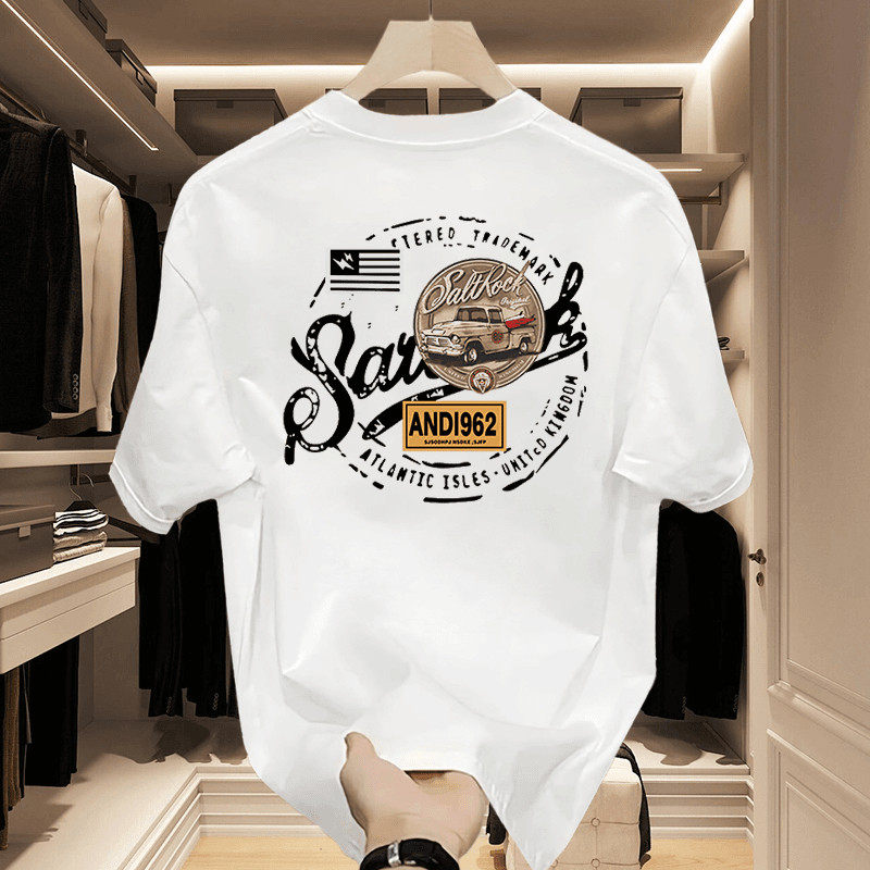 高端印花短袖T恤男女潮牌百搭修身圆领轻奢百搭重磅纯棉男士体恤