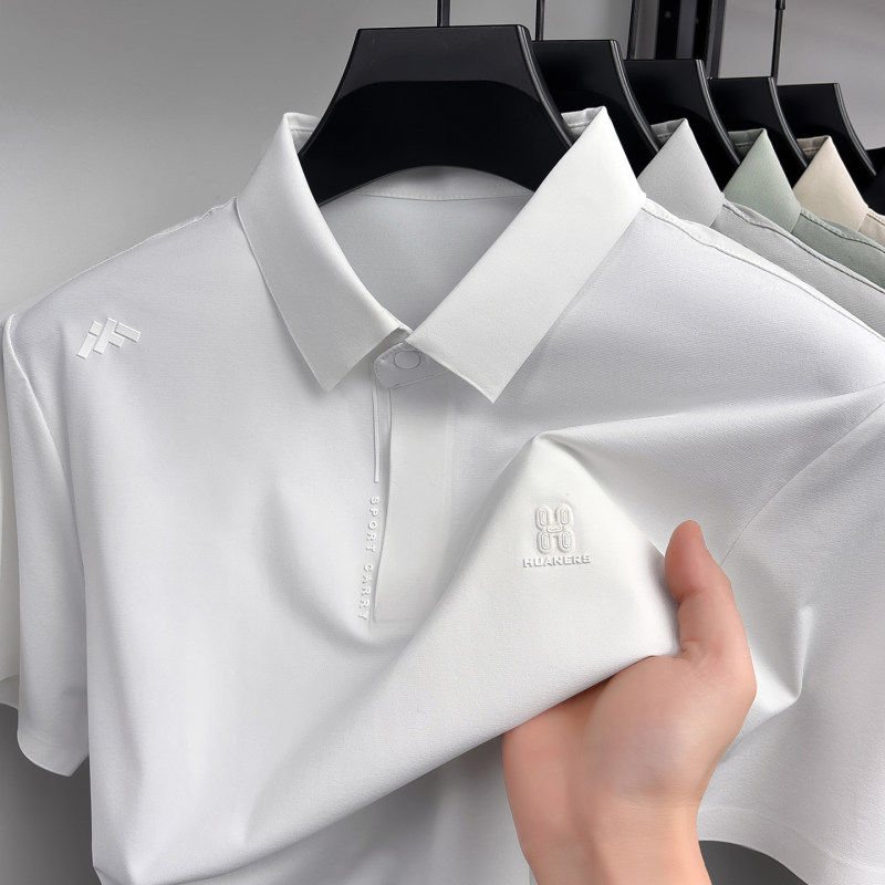 高端男士冰丝无痕短袖POLO衫夏季潮牌百搭修身休闲商务T恤上衣男