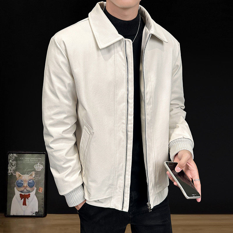 高端休闲男士羽绒夹克新款冬季时尚潮牌百搭韩版翻领羽绒服外套男