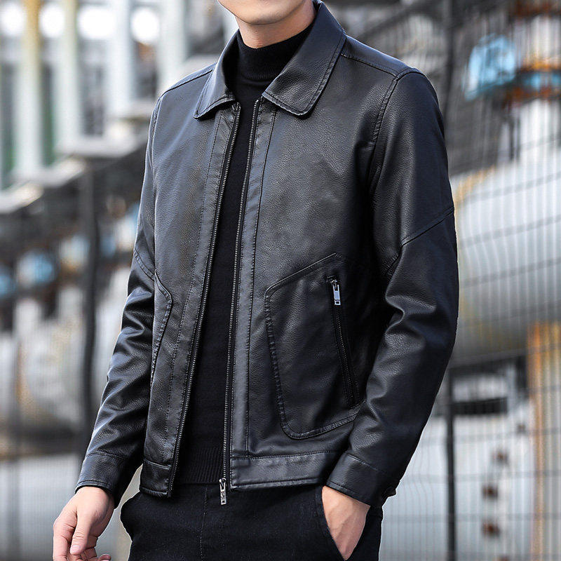 高端男士真皮皮衣夹克外套2026新款春秋百搭休闲翻领机车夹克外套