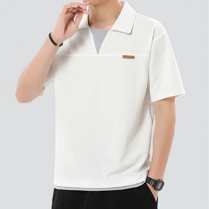 高端潮牌男士短袖T恤POLO衫2026新款夏季休闲时尚冰丝棉翻领上衣