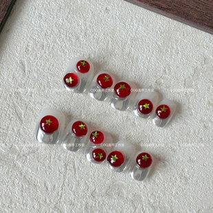 纯手工穿戴甲新款 西红柿立体短款 美甲小众可爱可拆卸甲片 实拍