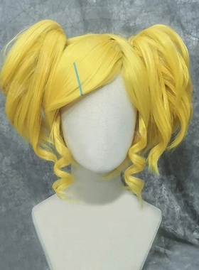 飞天小女警 泡泡 金黄色双马尾 cosplay动漫造型假发 短发