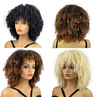 Synthetic Curly Wigs Afro African Wigs for Women黑人小卷假发