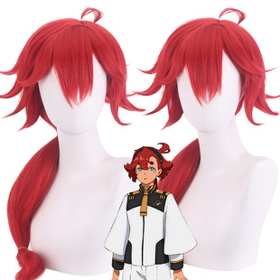 水星的魔女 斯莱塔·墨丘利 cosplay假发 红色反翘长假发套造型