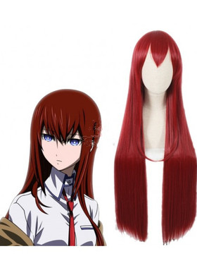命运石之门 牧濑红莉栖 红色 长直  高温丝 cosplay 假发