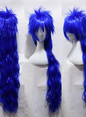 cosplay动漫假发 黄金圣斗士双子座Gemin i撒加Saga 蓝色蓬松长发