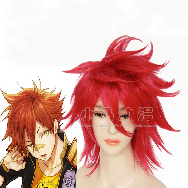 cosplay动漫造型假发 刀剑乱舞 爱染国俊 红色反翘 蓬松短发套