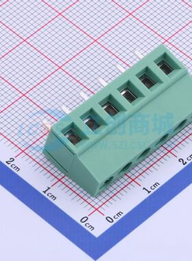 JL128-50006G01螺钉式接线端子5mm 1x6P直插绿色