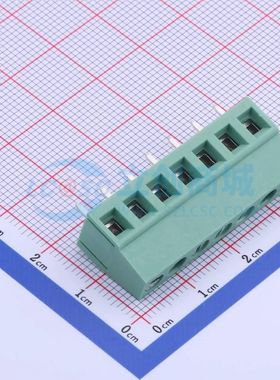 JL128-50007G01螺钉式接线端子5mm 1x7P直插绿色