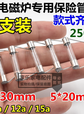 5*20 / 6*30mm带脚电磁炉玻璃保险丝F250V 15A 12A 10A原装保险管