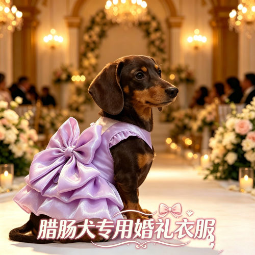 腊肠犬专用狗狗婚礼衣服结婚礼公主服连衣裙子小型犬参加婚礼蝴蝶