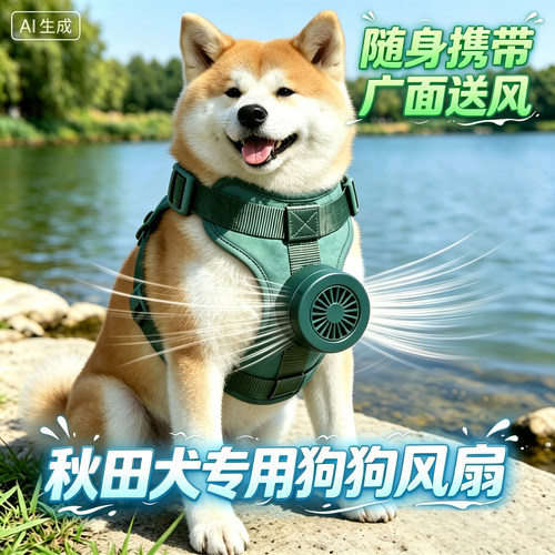 秋田犬专用狗狗风扇宠物电风扇狗用夏天降温神器夏季空调扇冷风机