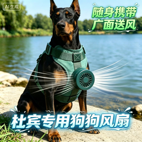 杜宾专用狗狗风扇宠物电风扇狗用夏天降温神器夏季空调扇小型空调