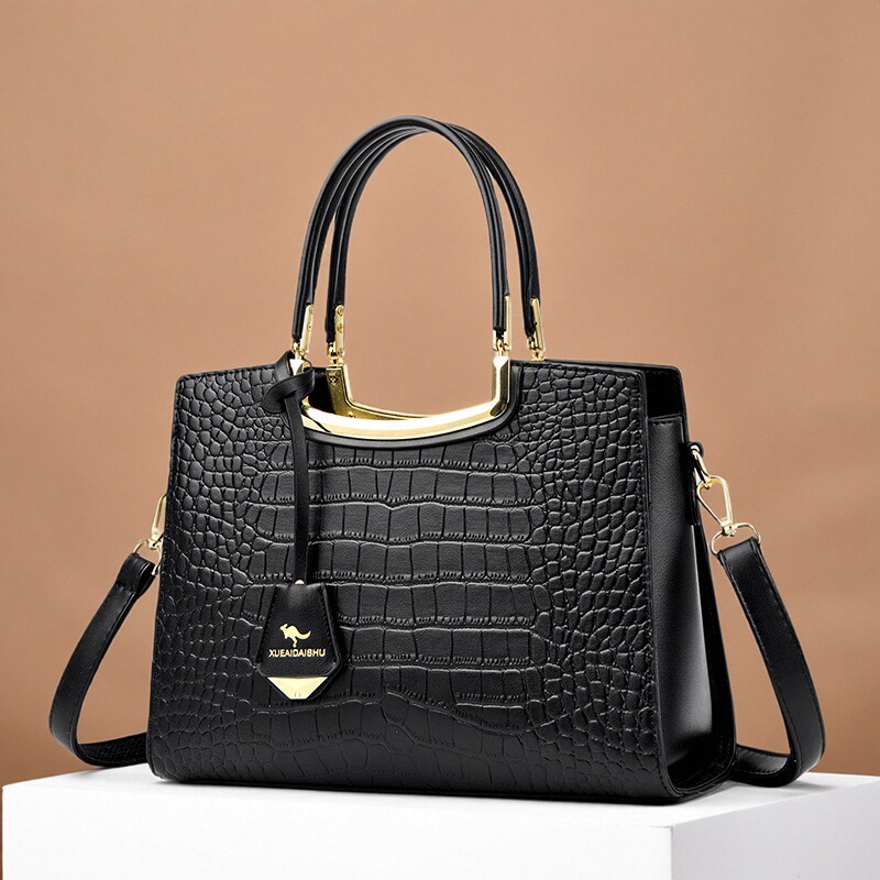 袋鼠真皮女包手提包新款高级感大气中年妈妈通勤包送老婆生日礼物