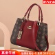 袋鼠专柜真皮女士包包2025新款 中年婆婆结婚手提包复古大气妈妈包