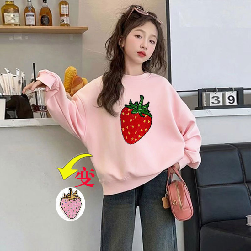 春秋季女孩儿童长袖变色棉卫衣中大女童装常规外穿草莓洋气上衣冬
