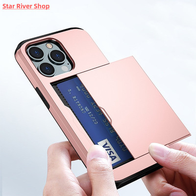 Suitable for iphone 16 15 14 phone case slide cover card 2-in-1 anti-fall wallet protection case Sam