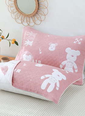 纯棉枕巾加厚全棉AB纱情侣枕头巾一对装成人加大四季单人枕芯盖巾