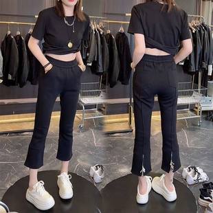 新款 潮款 小个子显瘦九分喇叭裤 脚洋气百搭款 女 拉链裤 2026春秋季