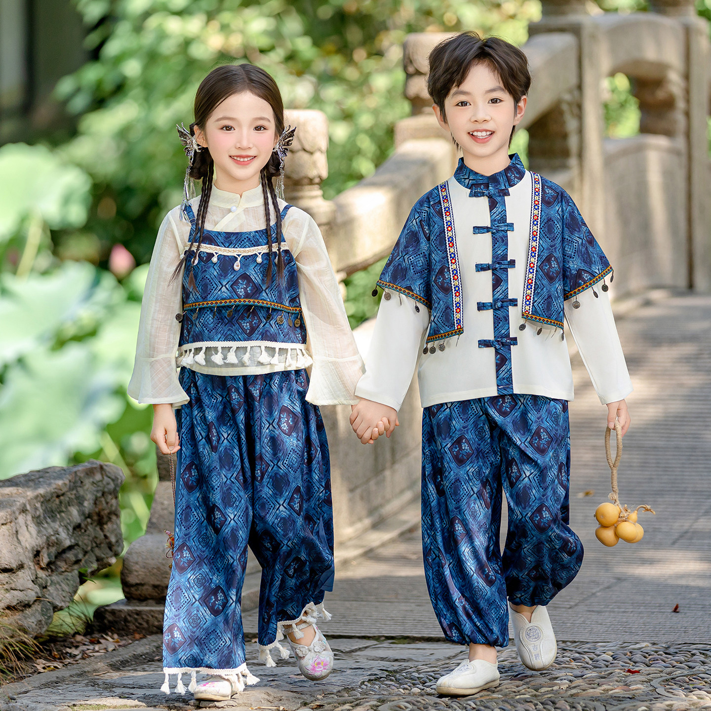 新款广西壮族三月三民族服装儿童哈尼族苗族彝族瑶族男女童