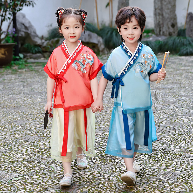 男童中国风汉服夏装2024新款薄款礼服宝宝夏天夏季儿童演出服唐装