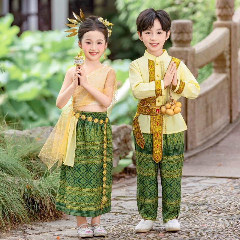 儿童傣族少数民族服装夏男女云南泰国风情西双版纳泼水节演出服套,童装/婴儿装/亲子装,唐装,淘宝优惠券,粉丝福利购,淘宝优惠卷