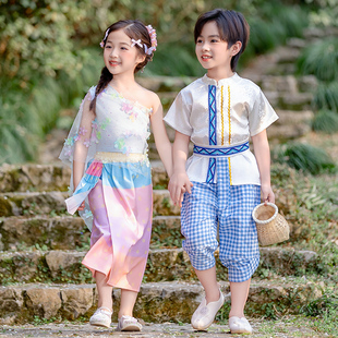 新款儿童壮族服装广西男女童苗族瑶族黎族少数民族演出服饰套装