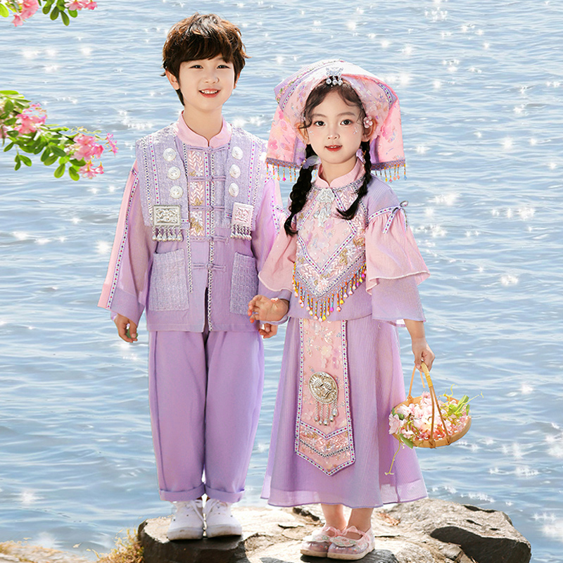 新款儿童壮族服装夏季出游套装