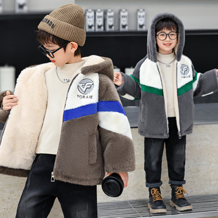 男童加绒加厚仿水貂绒毛毛衣外套冬装大童儿童保暖仿皮草休闲绒衣